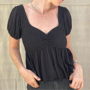 Black V-Neck Crop Top